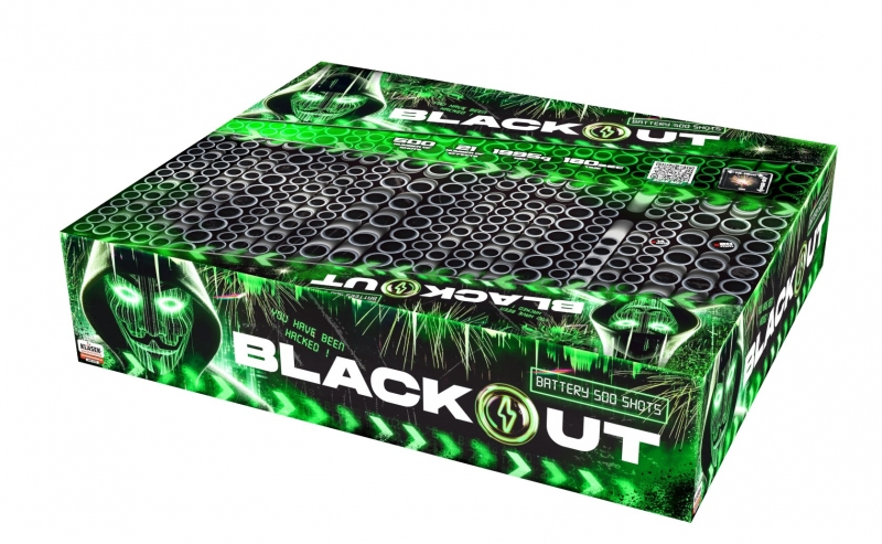 Složený ohňostroj BlackOUT, Průměr moždíře 14+20 mm, 21 různobarevných efektů, vyuhlovaný.