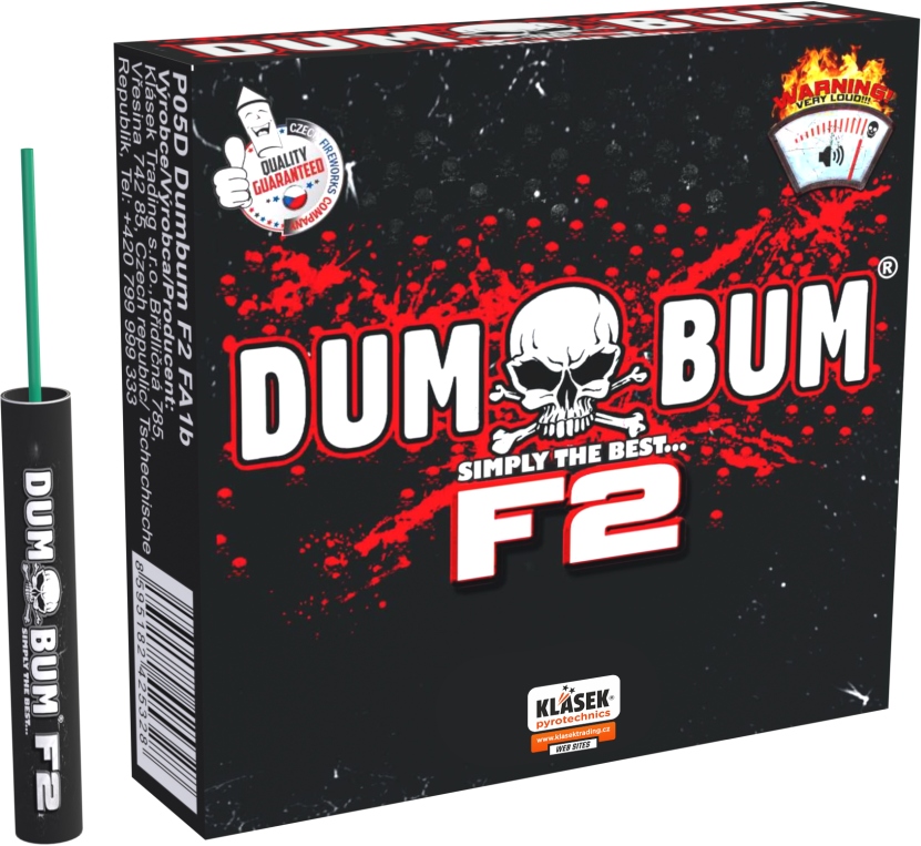 Dělobuchy Dumbum F2, síla výbuchu 120dB z 8m, vyrobeno v Evropě, plastová ucpávka.